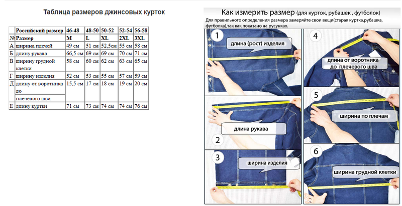 Размеры курток мужских таблица