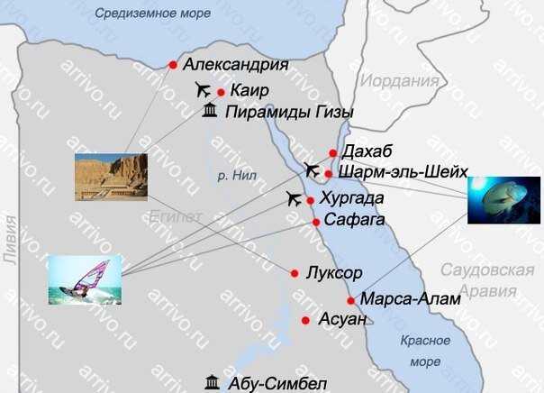 Карта египта хургада и шарм эль шейх