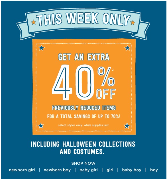 This week only. This week only. This week only. Autumn sale banner. Gymboree purple.